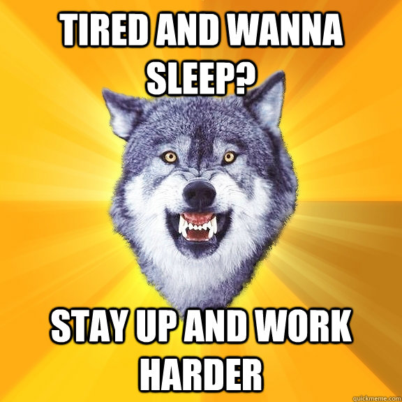 Tired and wanna sleep? Stay up and work harder  Courage Wolf