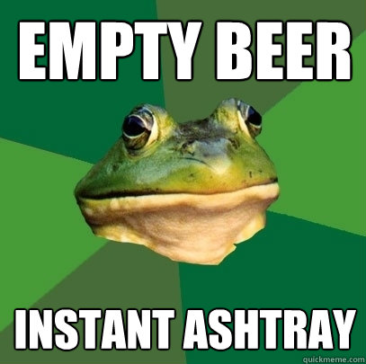 Empty beer instant ashtray - Empty beer instant ashtray  Foul Bachelor Frog