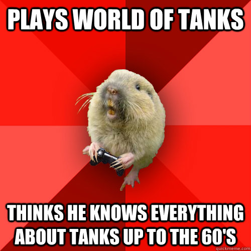 Plays world of tanks Thinks he knows everything about tanks up to the 60's  Gaming Gopher