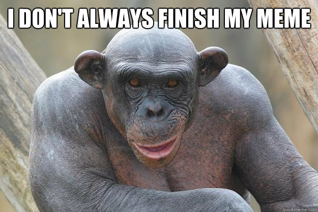 I don't always finish my meme  The Most Interesting Chimp In The World