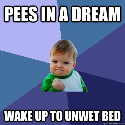 Pees in a dream Wake up to unwet bed  Success Kid