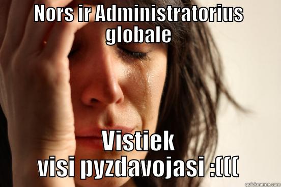 NORS IR ADMINISTRATORIUS GLOBALE VISTIEK VISI PYZDAVOJASI :((( First World Problems