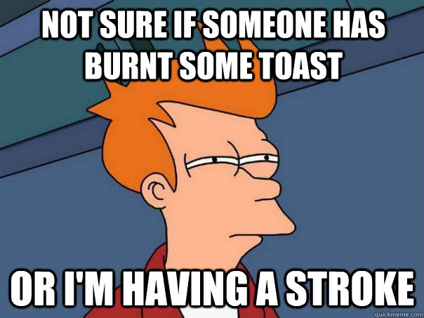 Not sure if someone has burnt some toast Or I'm having a stroke - Not sure if someone has burnt some toast Or I'm having a stroke  Futurama Fry