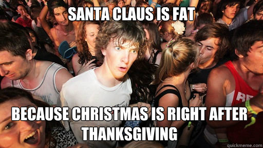 Santa Claus is fat because Christmas is right after Thanksgiving  Sudden Clarity Clarence