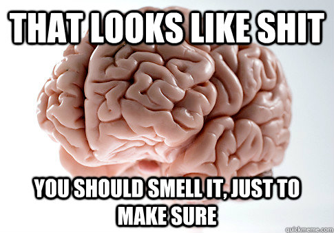 that looks like shit you should smell it, just to make sure  Scumbag Brain