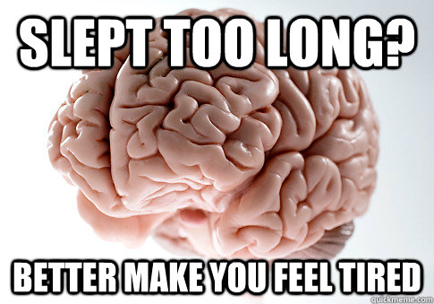 slept too long? better make you feel tired  Scumbag Brain