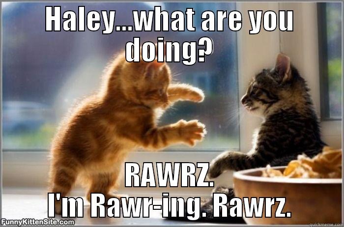 HALEY...WHAT ARE YOU DOING? RAWRZ. I'M RAWR-ING. RAWRZ. Misc