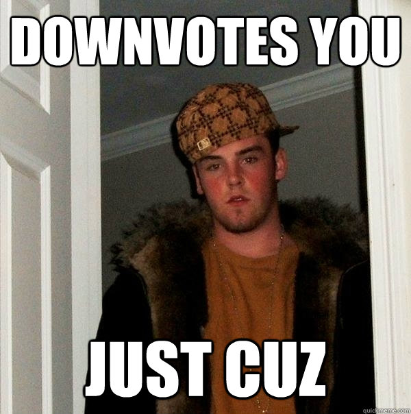 Downvotes You Just Cuz  Scumbag Steve