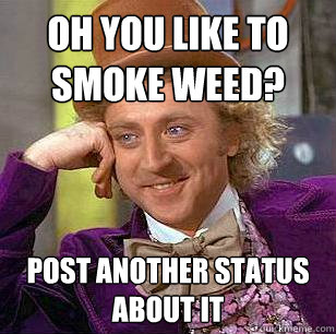 oh you like to smoke weed? post another status about it  Condescending Wonka