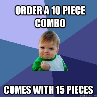 Order a 10 piece combo  comes with 15 pieces  Success Kid