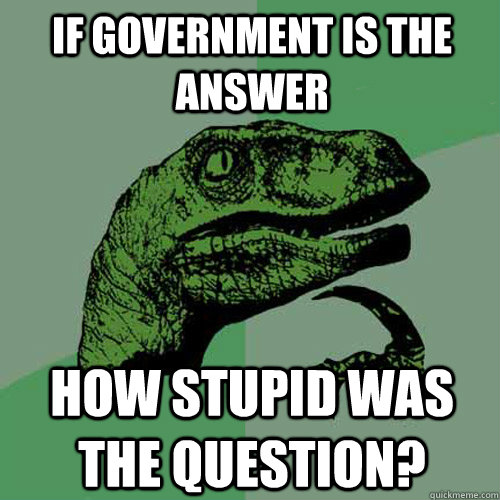 If Government is the answer How stupid was the question?  Philosoraptor