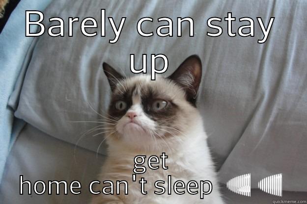 BARELY CAN STAY UP GET HOME CAN'T SLEEP  Grumpy Cat