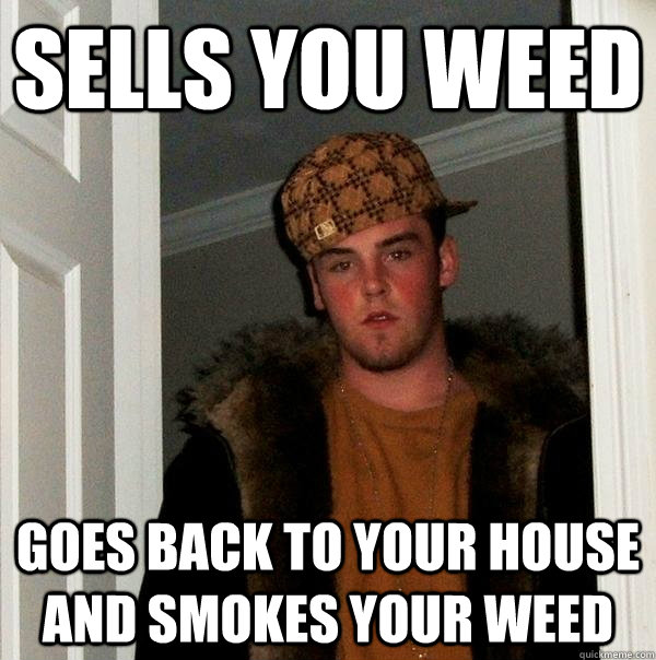 Sells you weed goes back to your house and smokes your weed  Scumbag Steve