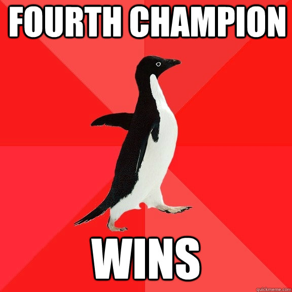 fourth champion wins  Socially Awesome Penguin