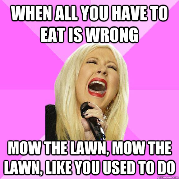 When all you have to eat is wrong Mow the lawn, mow the lawn, like you used to do  Wrong Lyrics Christina