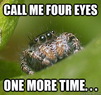 call me four eyes one more time. . .  Misunderstood Spider