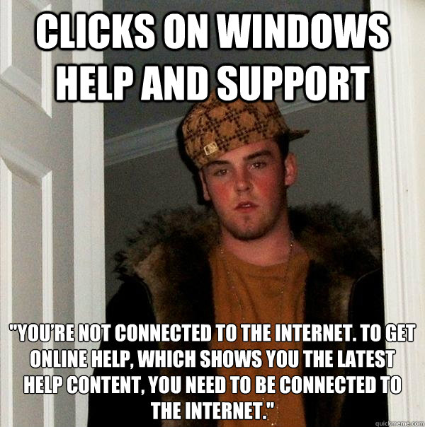 clicks on Windows help and support 