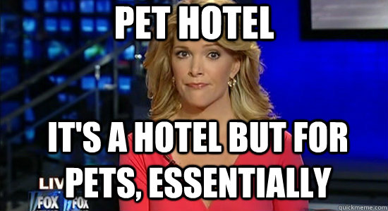 Pet Hotel It's a hotel but for pets, essentially  essentially megyn kelly