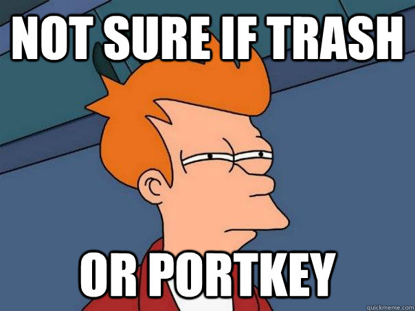 not sure if trash or portkey - not sure if trash or portkey  Futurama Fry