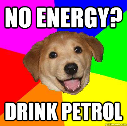 no energy? drink petrol  Advice Dog