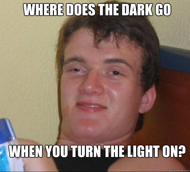 Where does the dark go when you turn the light on? Caption 3 goes here - Where does the dark go when you turn the light on? Caption 3 goes here  10guy