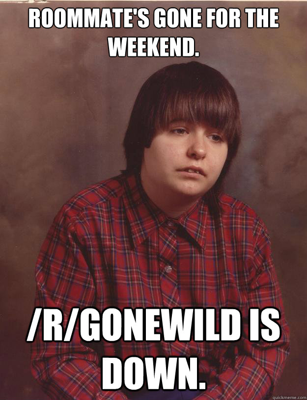 Roommate's gone for the weekend. /r/gonewild is down.   