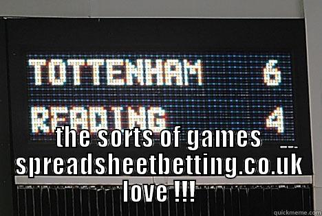  THE SORTS OF GAMES SPREADSHEETBETTING.CO.UK LOVE !!! Misc