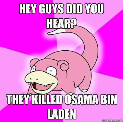 Hey guys did you hear? They killed Osama Bin Laden  
