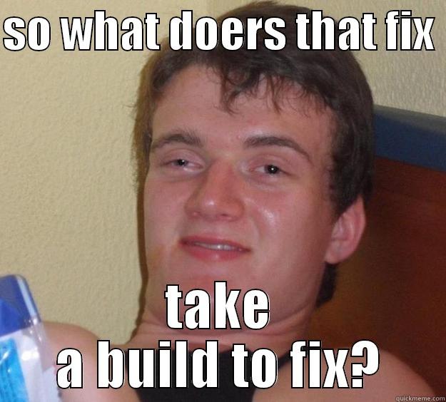 SO WHAT DOERS THAT FIX  TAKE A BUILD TO FIX? 10 Guy