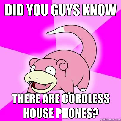 did you guys know there are cordless house phones?  Slowpoke