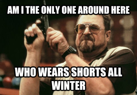 AM I THE ONLY ONE AROUND HERE WHO WEARS SHORTS ALL WINTER - AM I THE ONLY ONE AROUND HERE WHO WEARS SHORTS ALL WINTER  Am I the only one