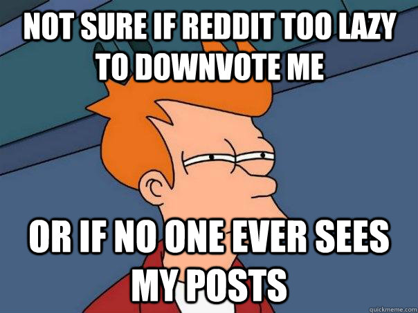 Not sure if reddit too lazy to downvote me Or if no one ever sees my posts - Not sure if reddit too lazy to downvote me Or if no one ever sees my posts  Futurama Fry