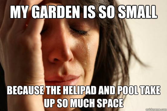 My garden is so small because The helipad and pool take up so much space - My garden is so small because The helipad and pool take up so much space  First World Problems