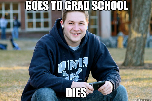 goes to grad school dies  