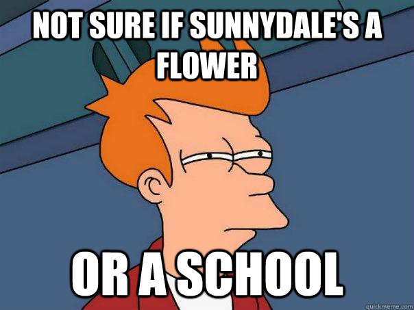 Not sure if Sunnydale's a flower or a school  Futurama Fry