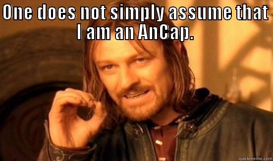 ONE DOES NOT SIMPLY ASSUME THAT I AM AN ANCAP.  Boromir