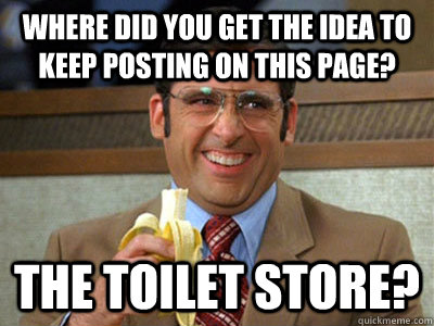 Where did you get the idea to keep posting on this page? the toilet store?  Brick Tamland