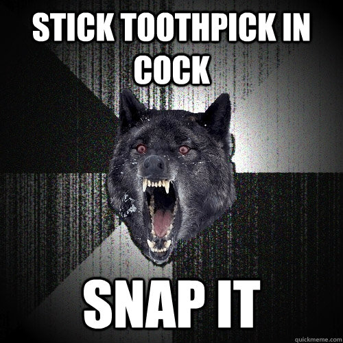 stick toothpick in cock snap it  Insanity Wolf