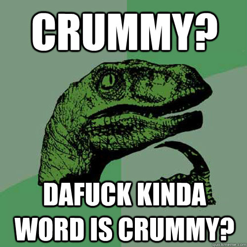 Crummy? dafuck kinda word is crummy?  Philosoraptor