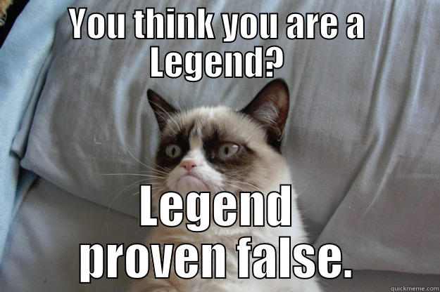 Also to that friend who doesn't Meme - YOU THINK YOU ARE A LEGEND? LEGEND PROVEN FALSE. Grumpy Cat