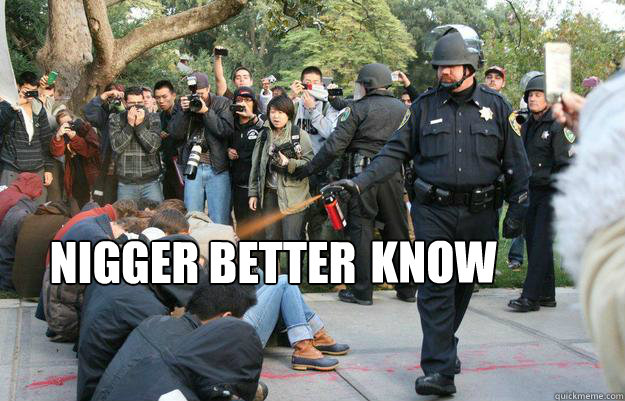 Nigger better  Know  Pimp Pepper Spray Cop