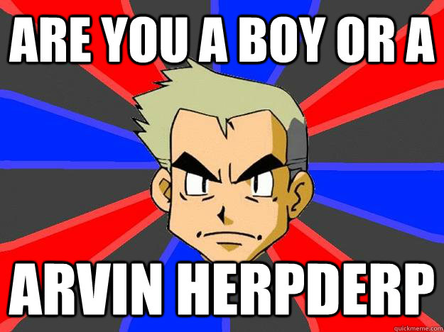 are you a boy or a arvin herpderp  Professor Oak