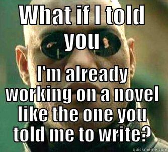 WHAT IF I TOLD YOU I'M ALREADY WORKING ON A NOVEL LIKE THE ONE YOU TOLD ME TO WRITE? Matrix Morpheus