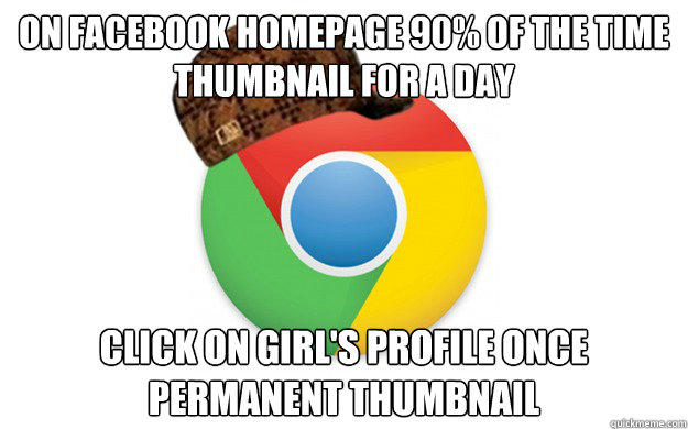 On Facebook Homepage 90% of the time
Thumbnail for a day Click on Girl's profile once
permanent thumbnail  