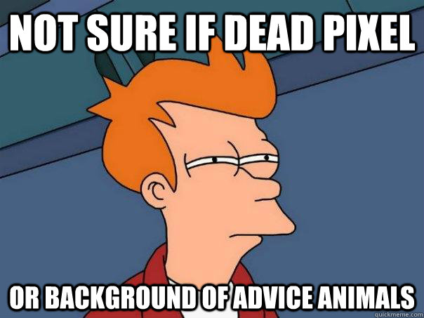 not sure if dead pixel or background of Advice animals  Futurama Fry