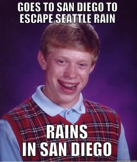 RAINY SAN DIEGO - GOES TO SAN DIEGO TO ESCAPE SEATTLE RAIN RAINS IN SAN DIEGO Bad Luck Brian