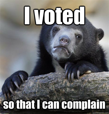 I voted so that I can complain  Confession Bear