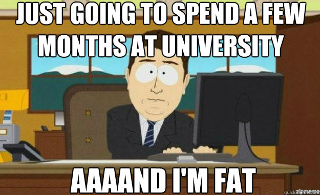 just going to spend a few months at university AAAAND i'm fat  aaaand its gone