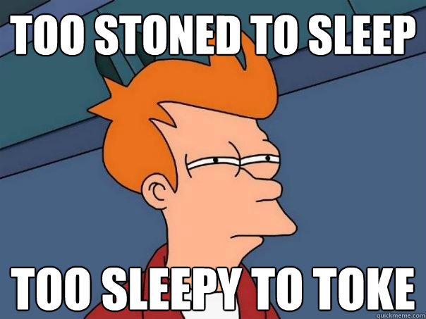 Too Stoned to Sleep Too Sleepy to toke - Too Stoned to Sleep Too Sleepy to toke  Futurama Fry