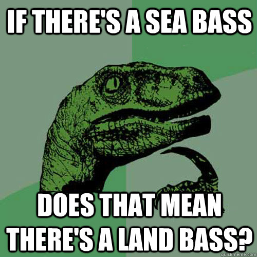 If there's a sea bass does that mean there's a land bass?  Philosoraptor